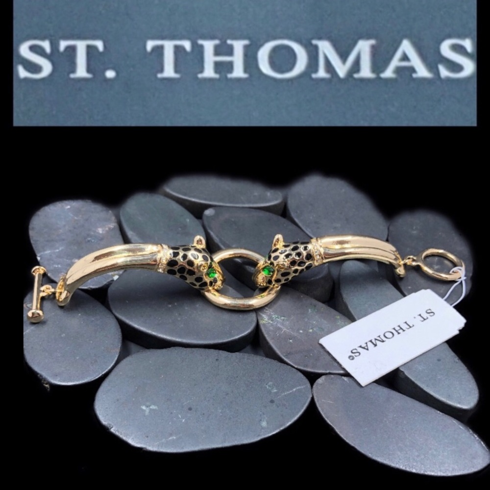 St. Thomas Gold Panther Doorknocker Toggle Bracelet